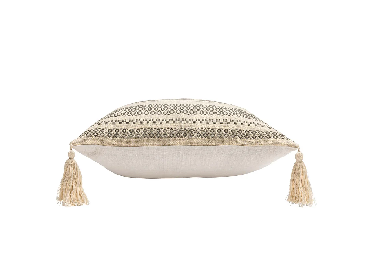 Coussin Déco à Pompons "Solando" 45x45cm Naturel