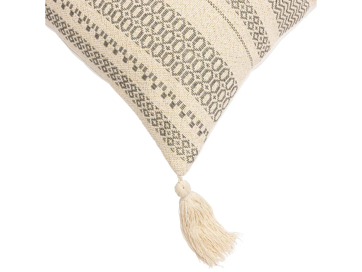 Coussin Déco à Pompons "Solando" 45x45cm Naturel