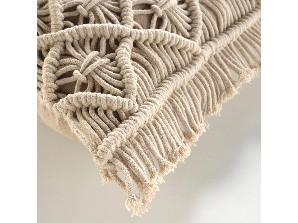 Coussin Déco Macramé "Indy" 40x40cm Naturel