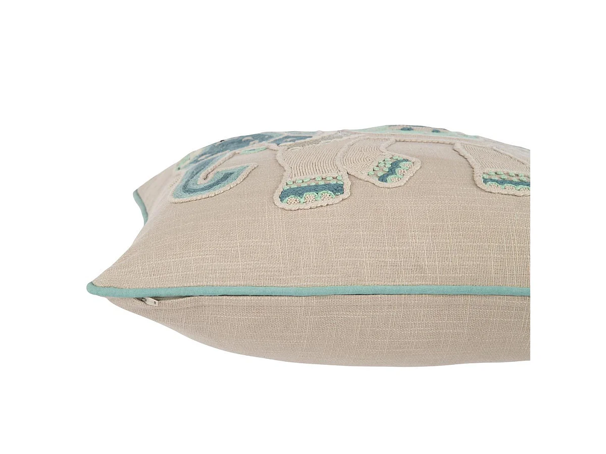 Coussin Design Éléphant "Mediterranean" Gris & Bleu