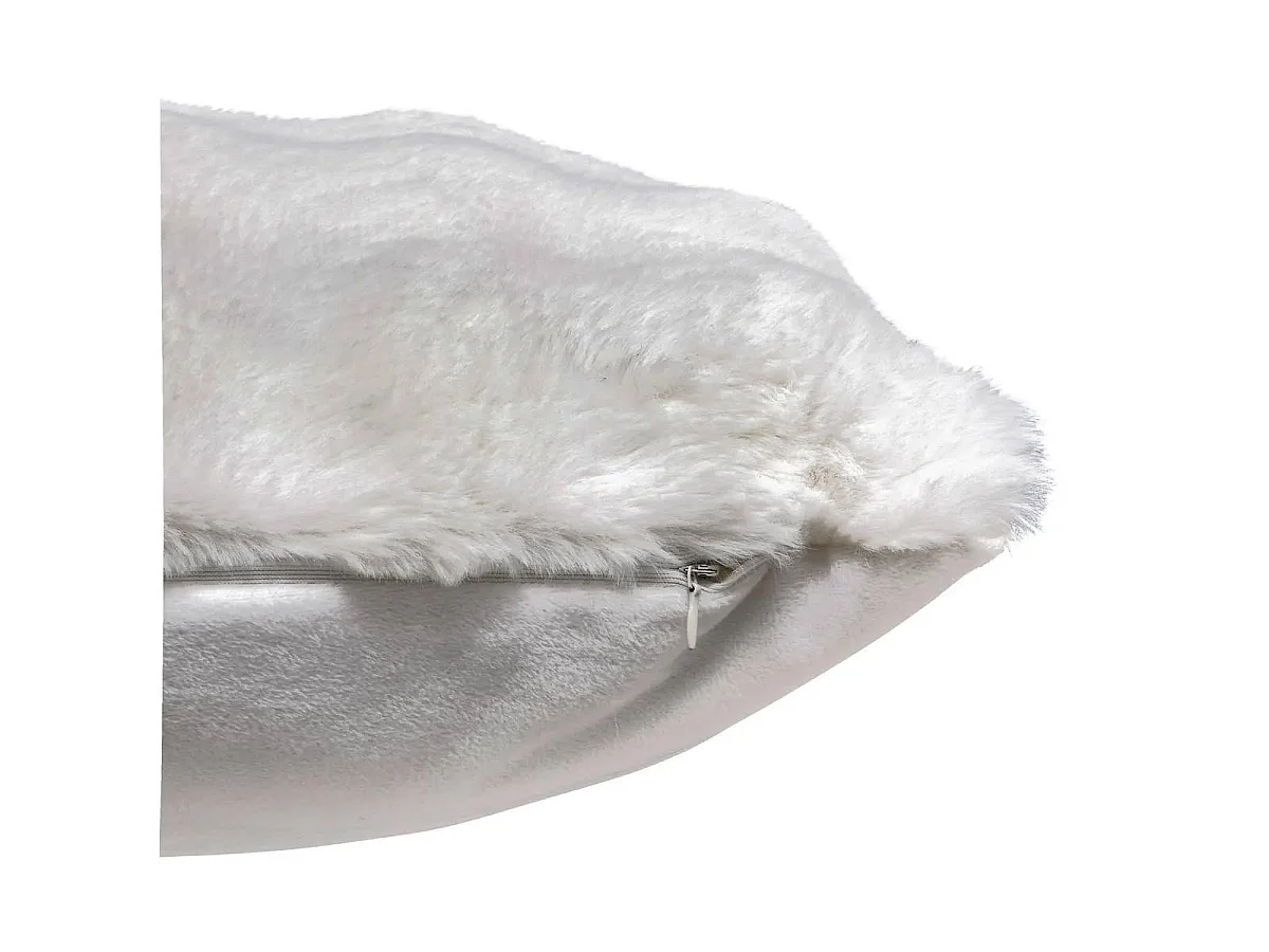 Coussin Imitation Fourrure 3D "Zephy" 45x45cm Blanc