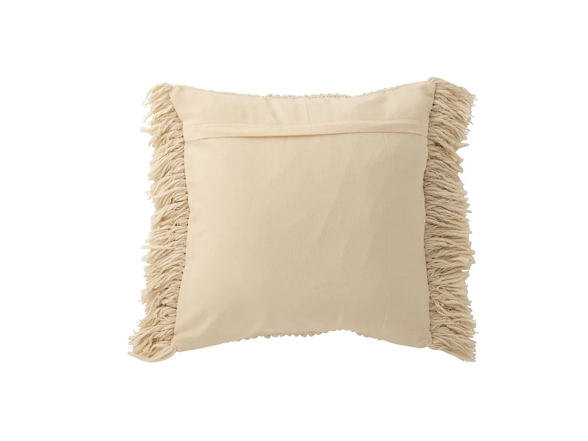 Coussin Déco à Franges "Breeze" 50x50cm Crème