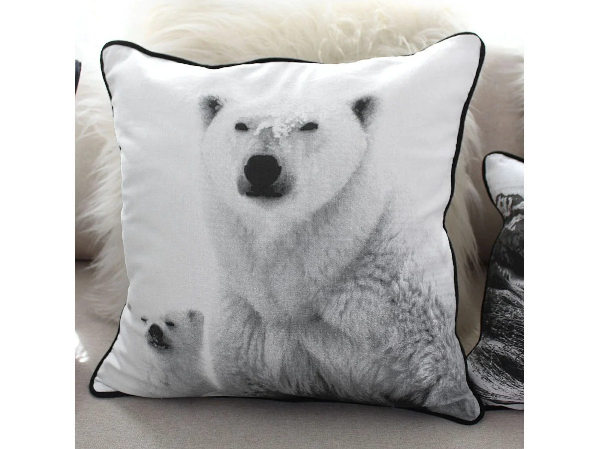Coussin Déco Imprimé "Epicéa" 40x40cm Blanc