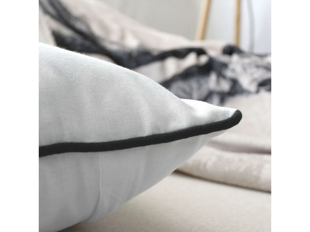 Coussin Déco Imprimé "Epicéa" 40x40cm Blanc