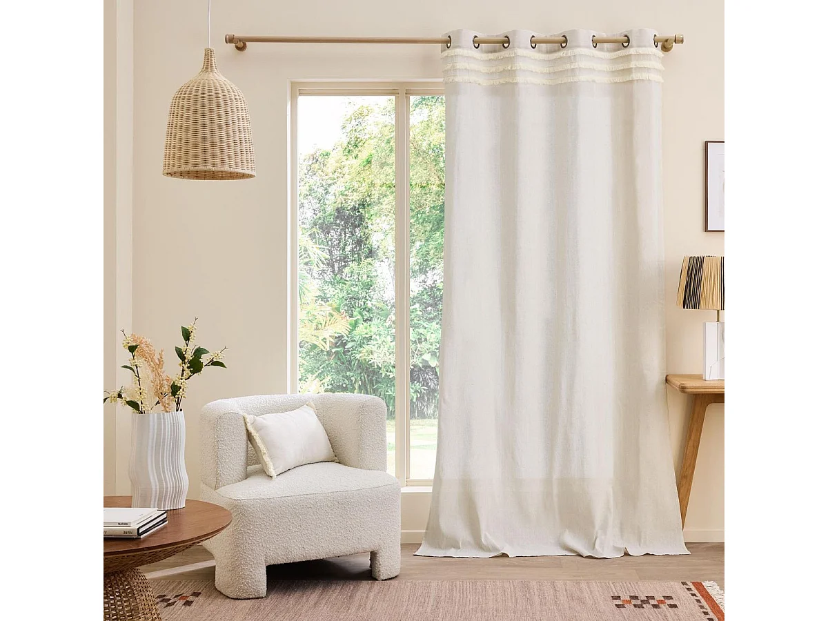 Coussin Déco à Franges "Vertis" 30x50cm Beige