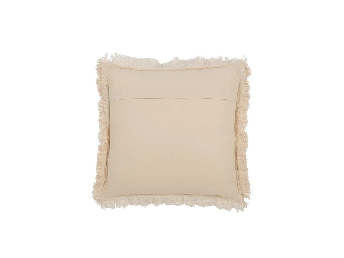 Coussin Déco à Franges "Mousseline" 45x45cm Beige Clair