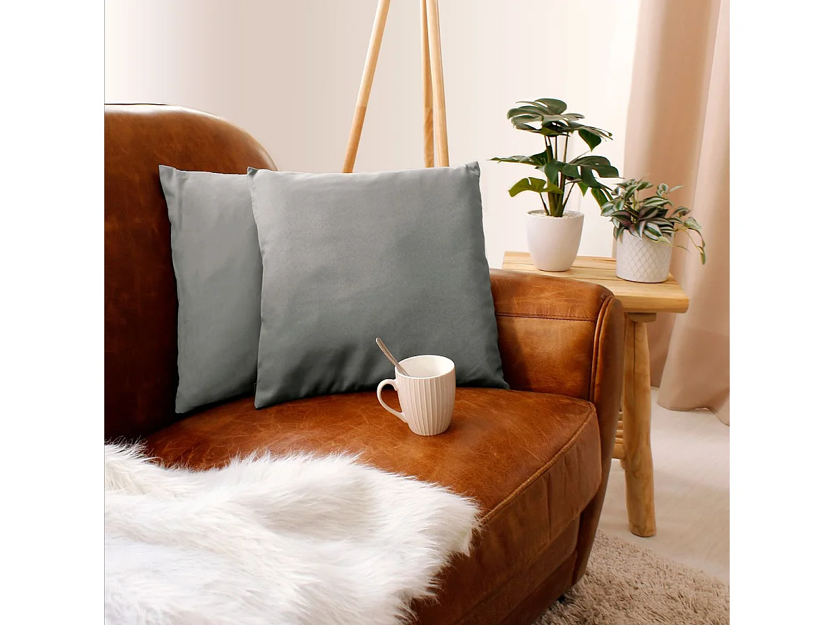 Coussin Déco Uni "Basic" 40x40cm Gris Clair
