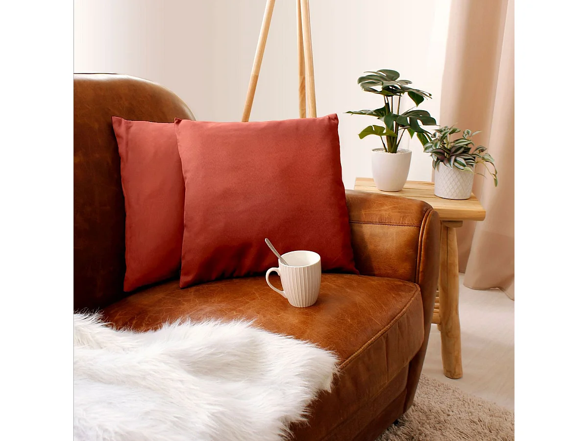 Coussin Déco Uni "Basic" 40x40cm Terracotta