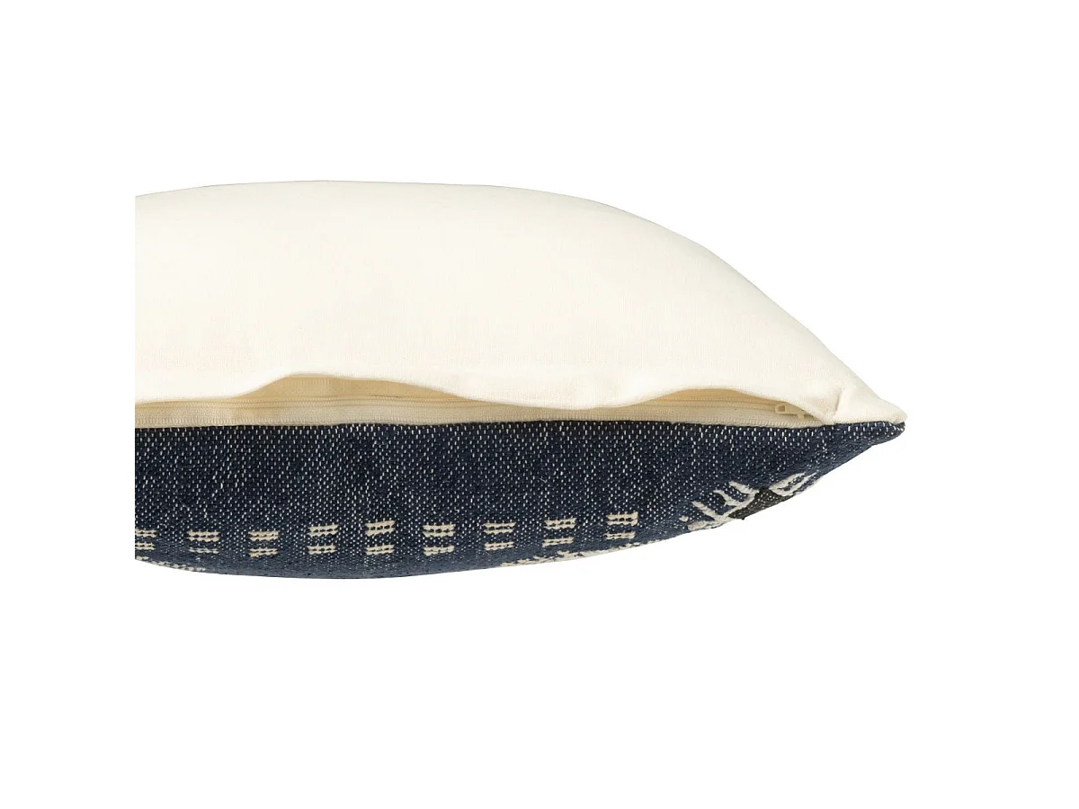 Coussin Déco en Coton "Ethique" 45x45cm Bleu Foncé