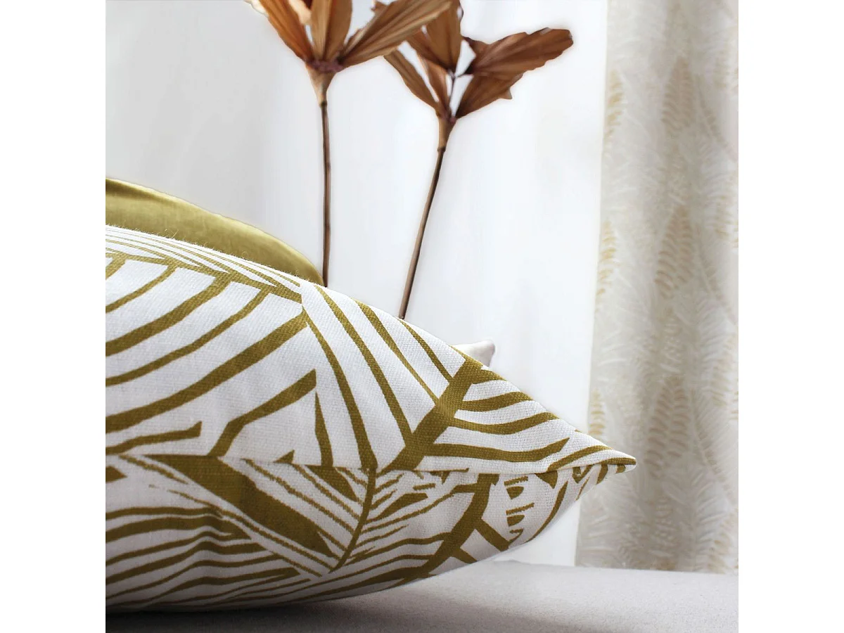 Coussin Déco Imprimé "Édition" 40x40cm Écru & Bronze