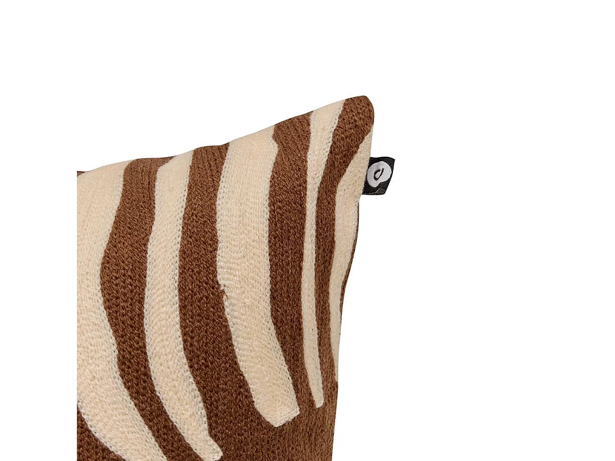 Coussin Déco Brodé "Hary" 30x50cm Marron