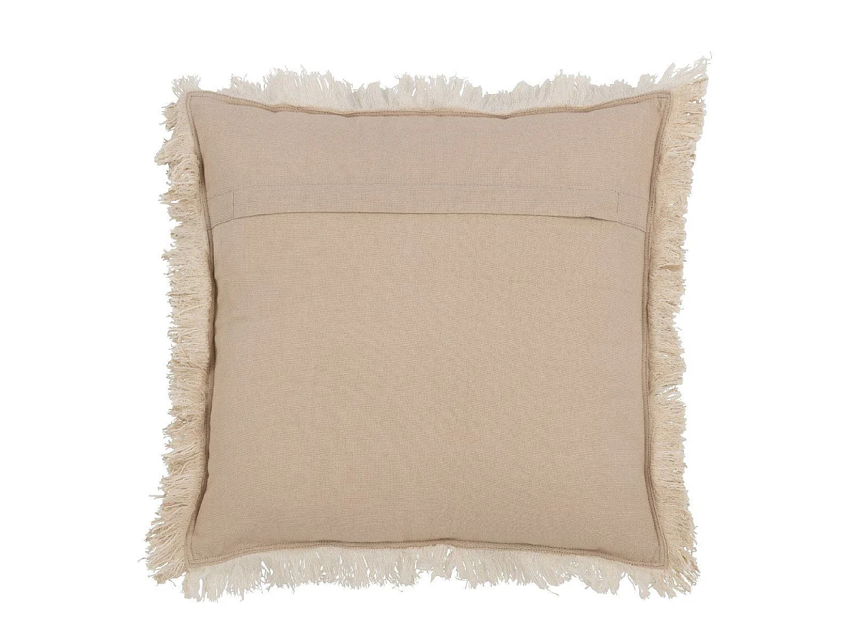 Coussin Déco à Franges "Mousseline" 45x45cm Beige Foncé