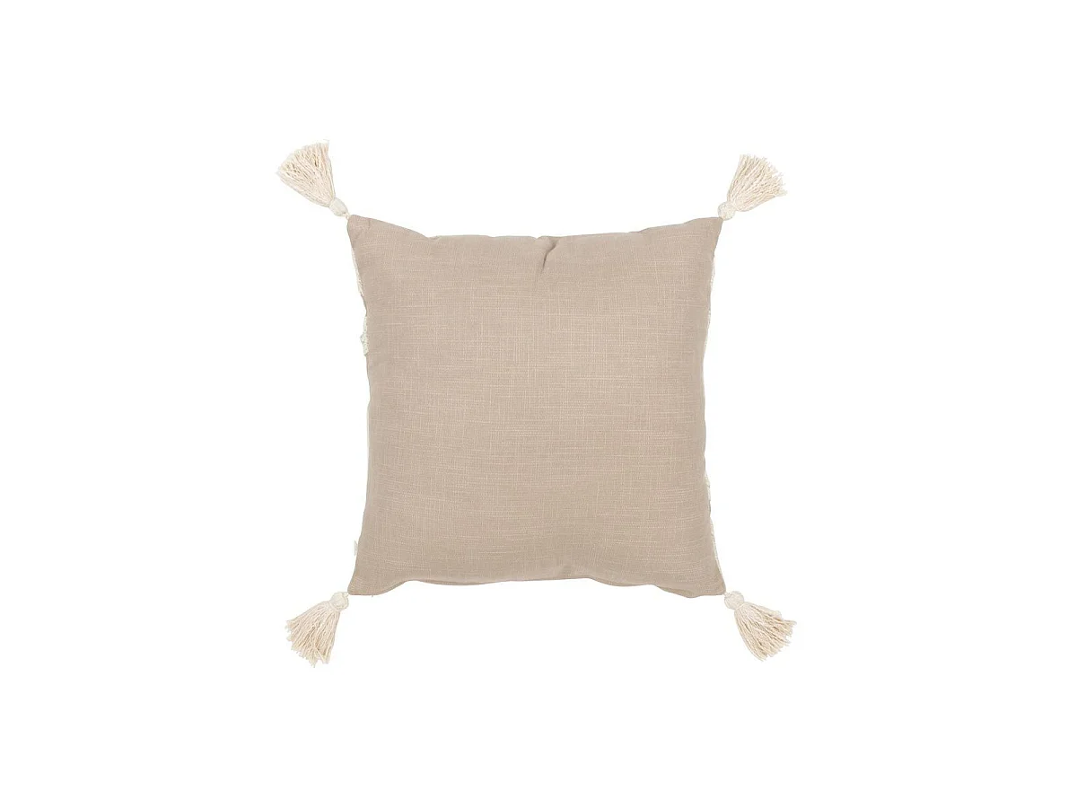 Coussin Déco Brodé "Fleurs" 45x45cm Beige