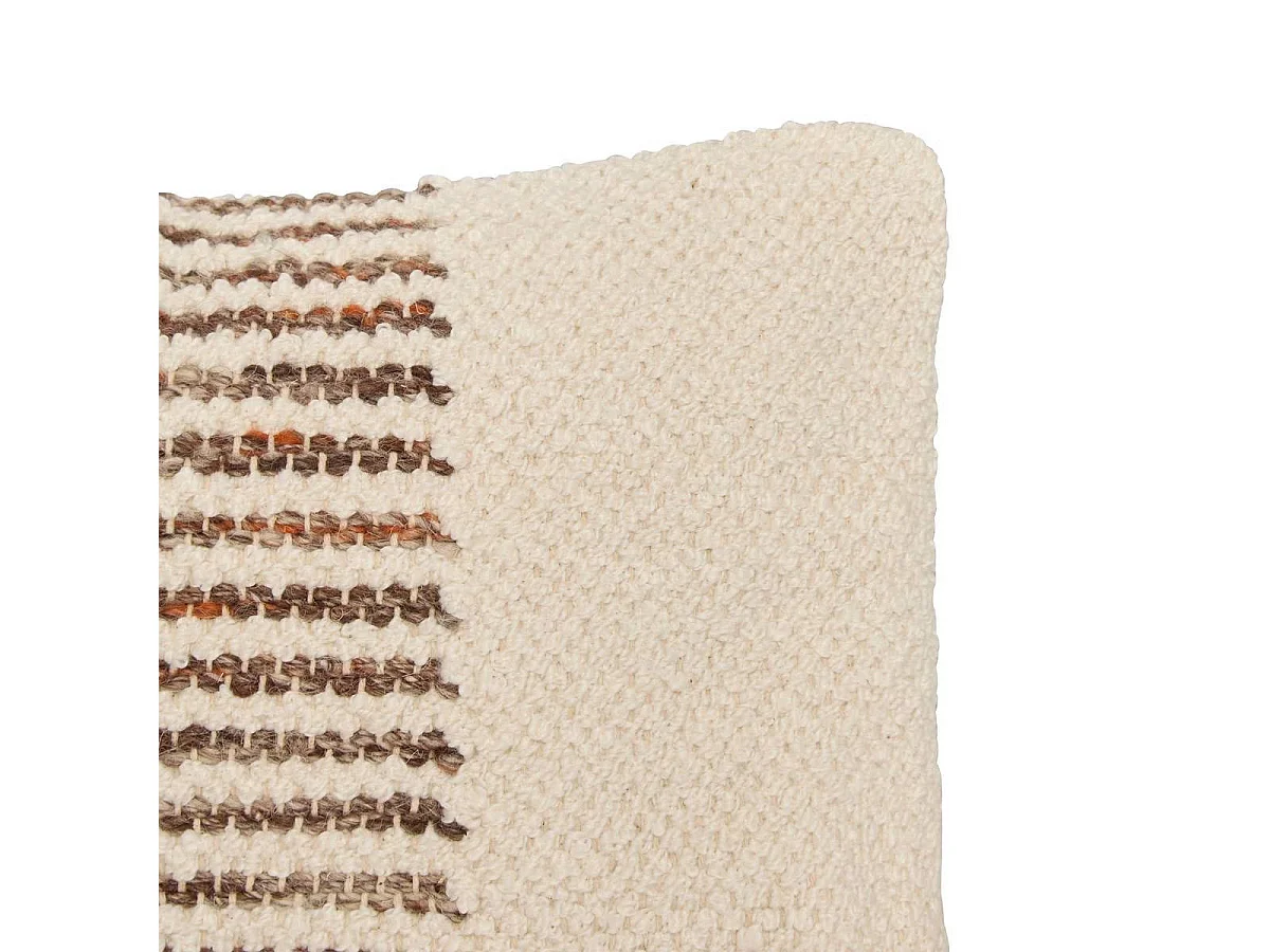 Coussin Déco Effet Jute "Striscia" 30x50cm Ivoire