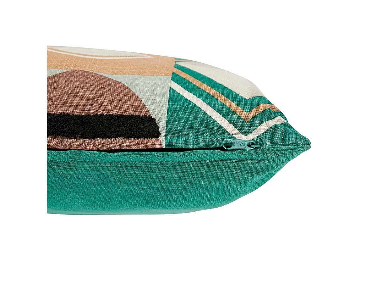 Coussin Brodé Imprimé "Malakite" 30x50cm Vert