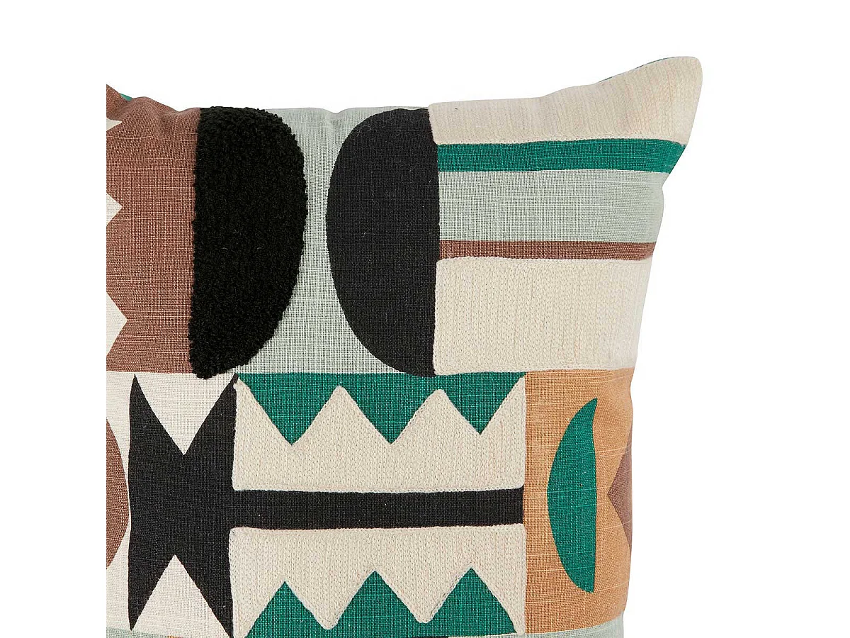 Coussin Brodé Imprimé "Malakite" 30x50cm Vert