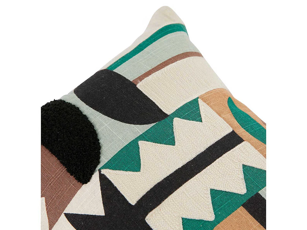 Coussin Brodé Imprimé "Malakite" 30x50cm Vert
