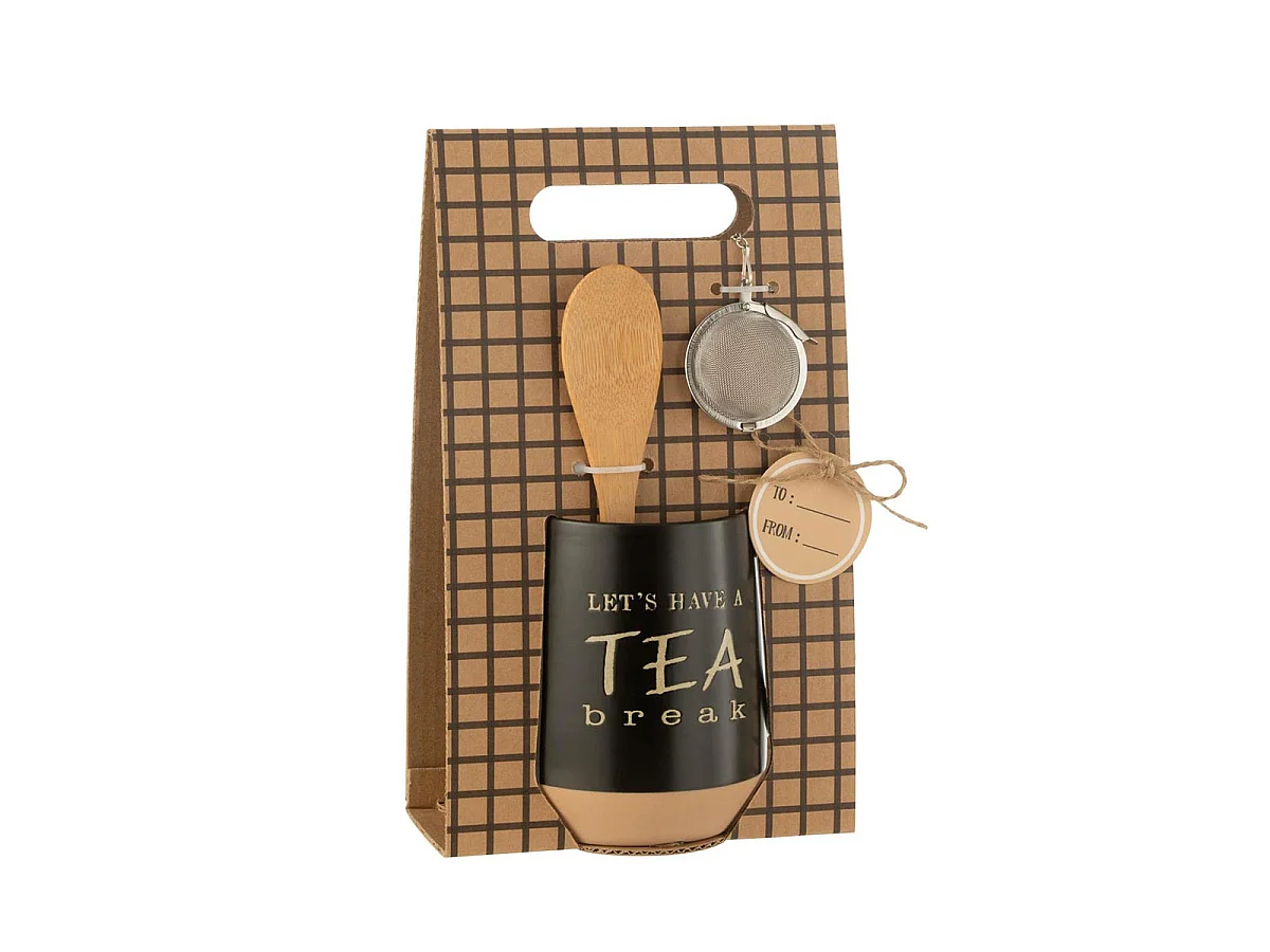 Tasse Avec cuillère et Boule à Thé "Tea Break" 23cm Noir