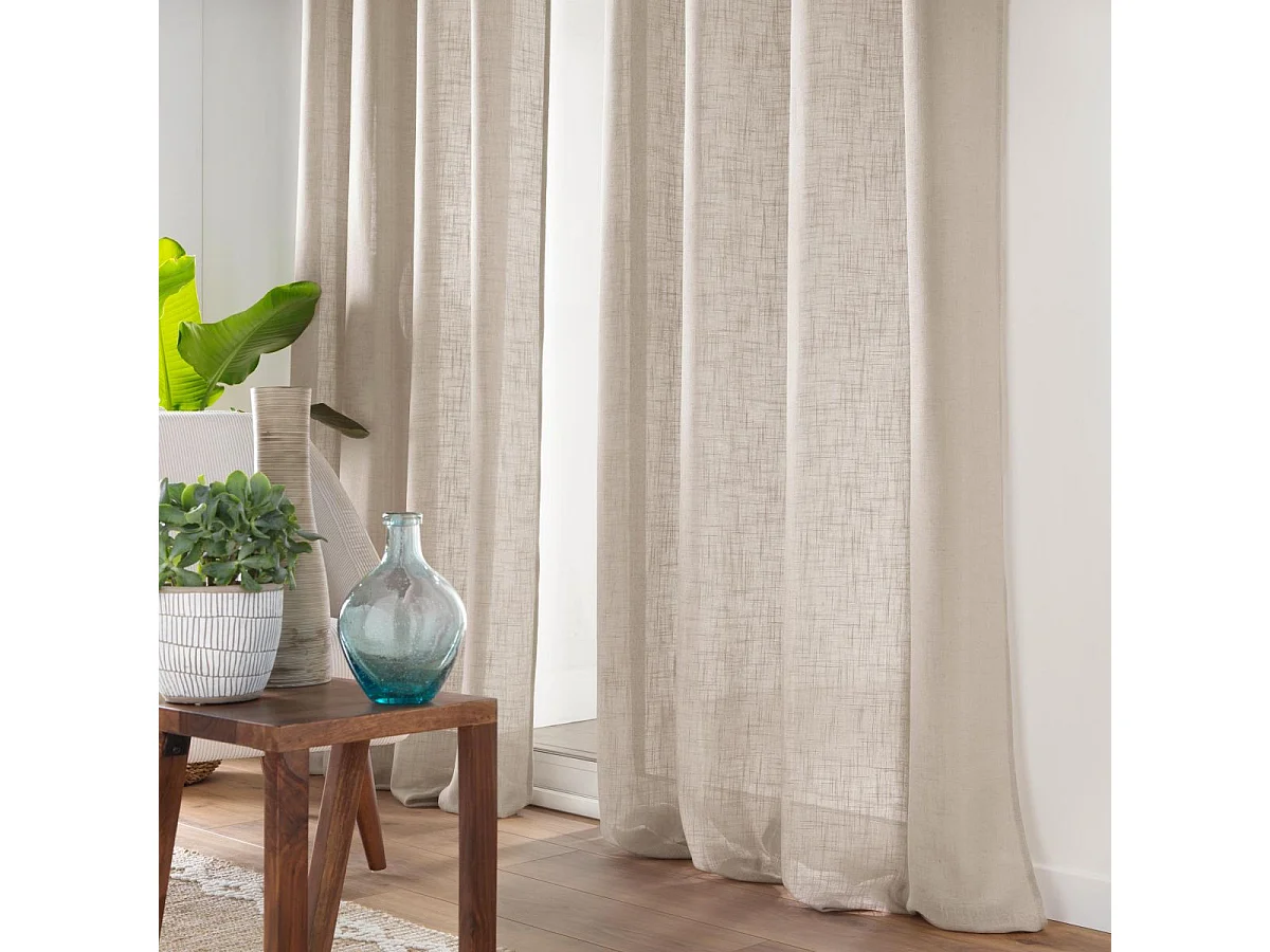 Rideau Voilage à Œillets "Cloris" 140x240cm Taupe
