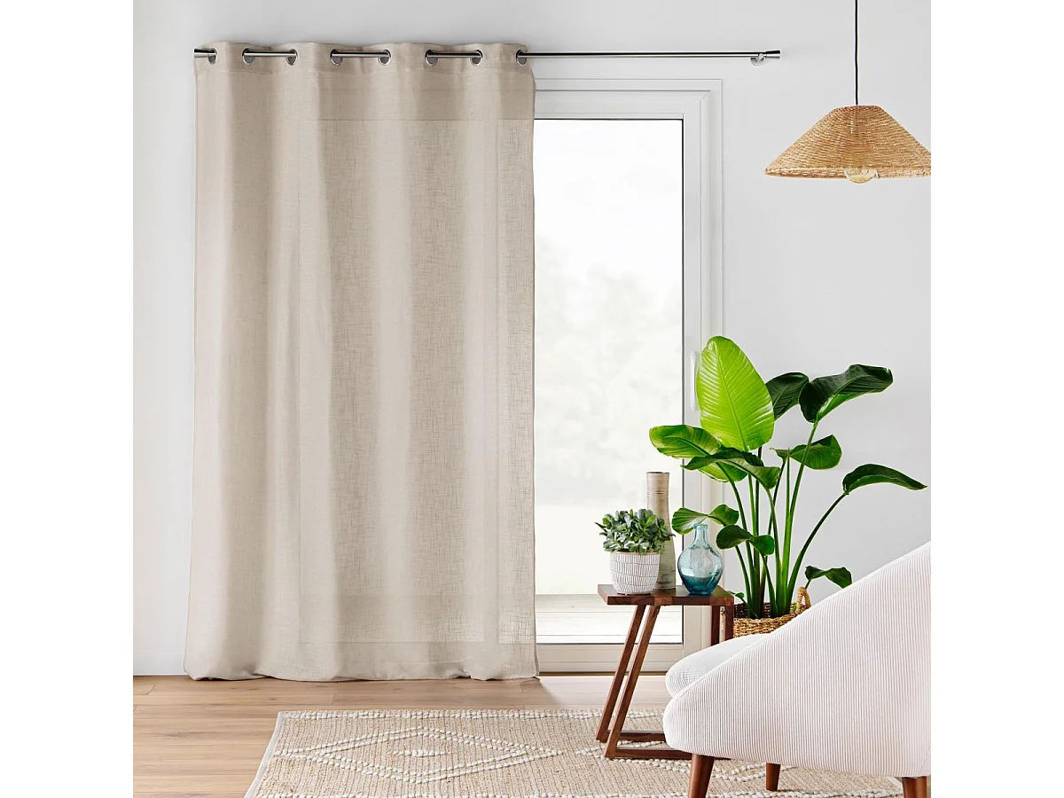 Rideau Voilage à Œillets "Cloris" 140x240cm Taupe