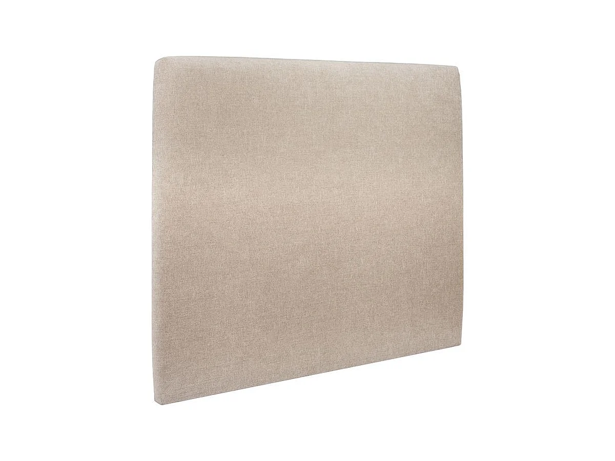 Lit 135x190cm avec tête de lit tapissier tissu et sommier kit beige brun - Hauteur totale : 29cm