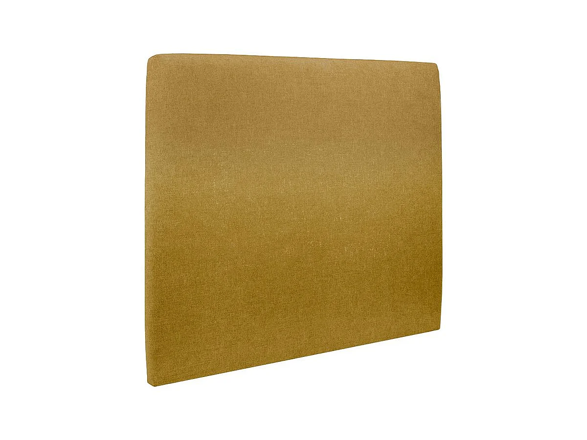 Lit 135x190cm avec tête de lit tapissier tissu et sommier kit jaune - Hauteur totale : 29cm