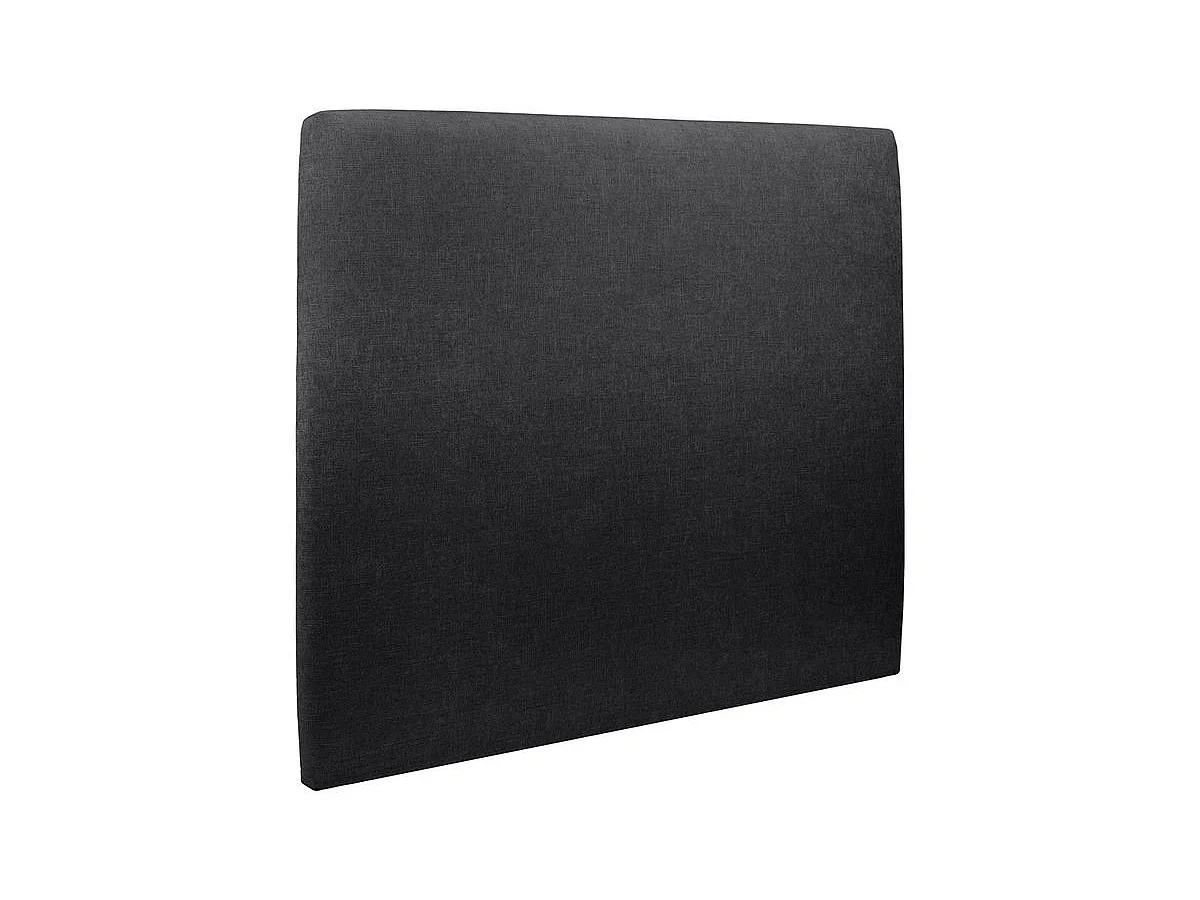 Lit 135x190cm avec tête de lit tapissier tissu et sommier kit Noir - Hauteur totale : 29cm