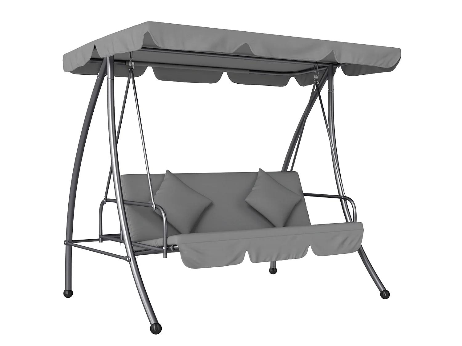 Balancelle de jardin convertible 3 places grand confort inclinaison toit réglable matelas fourni métal polyester gris clair