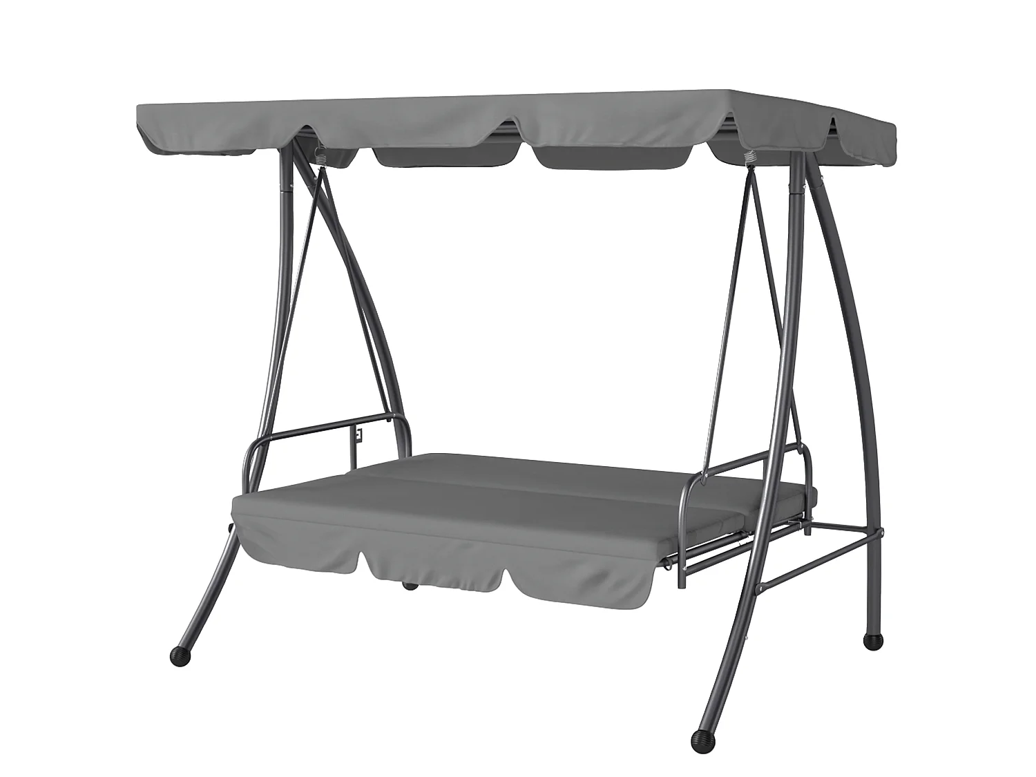 Balancelle de jardin convertible 3 places grand confort inclinaison toit réglable matelas fourni métal polyester gris clair