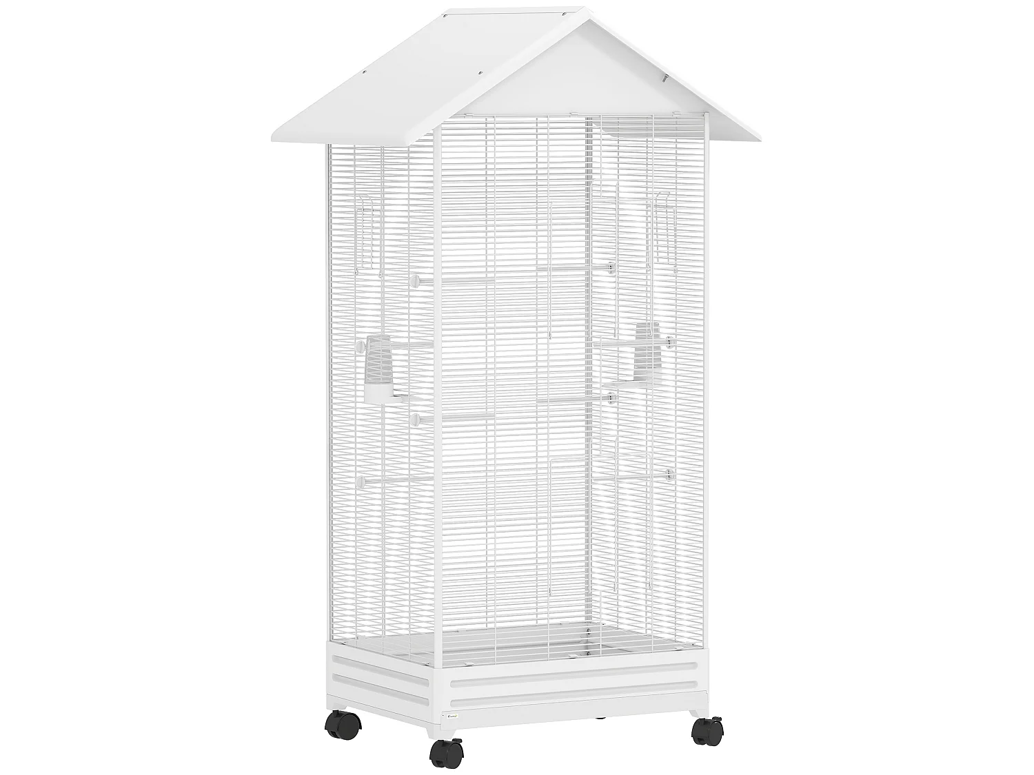 Cage à oiseaux sur roulettes tiroir amovible acier blanc