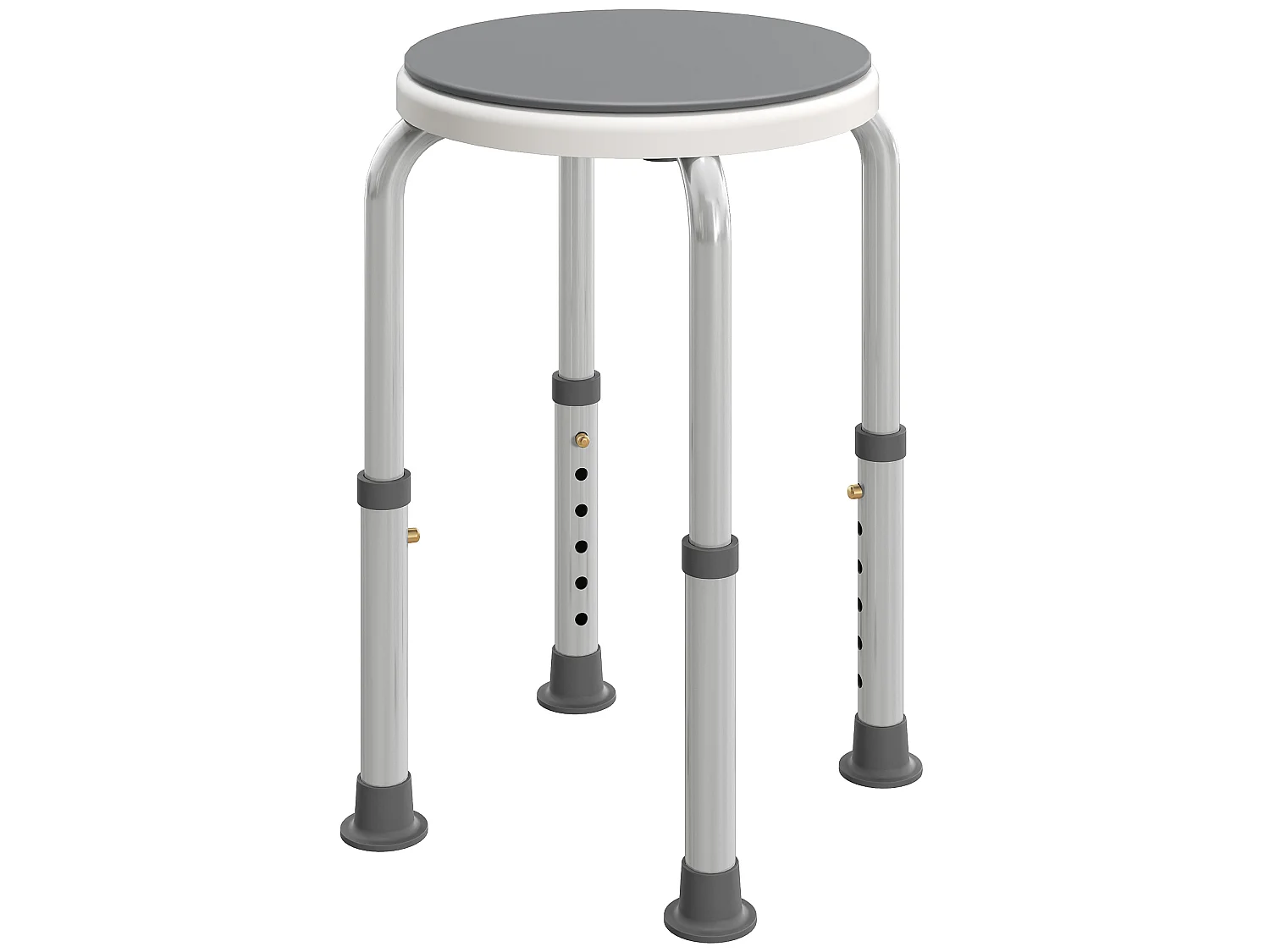 Tabouret de douche siège de douche - hauteur réglable, pivotant 360° - alu PP blanc gris