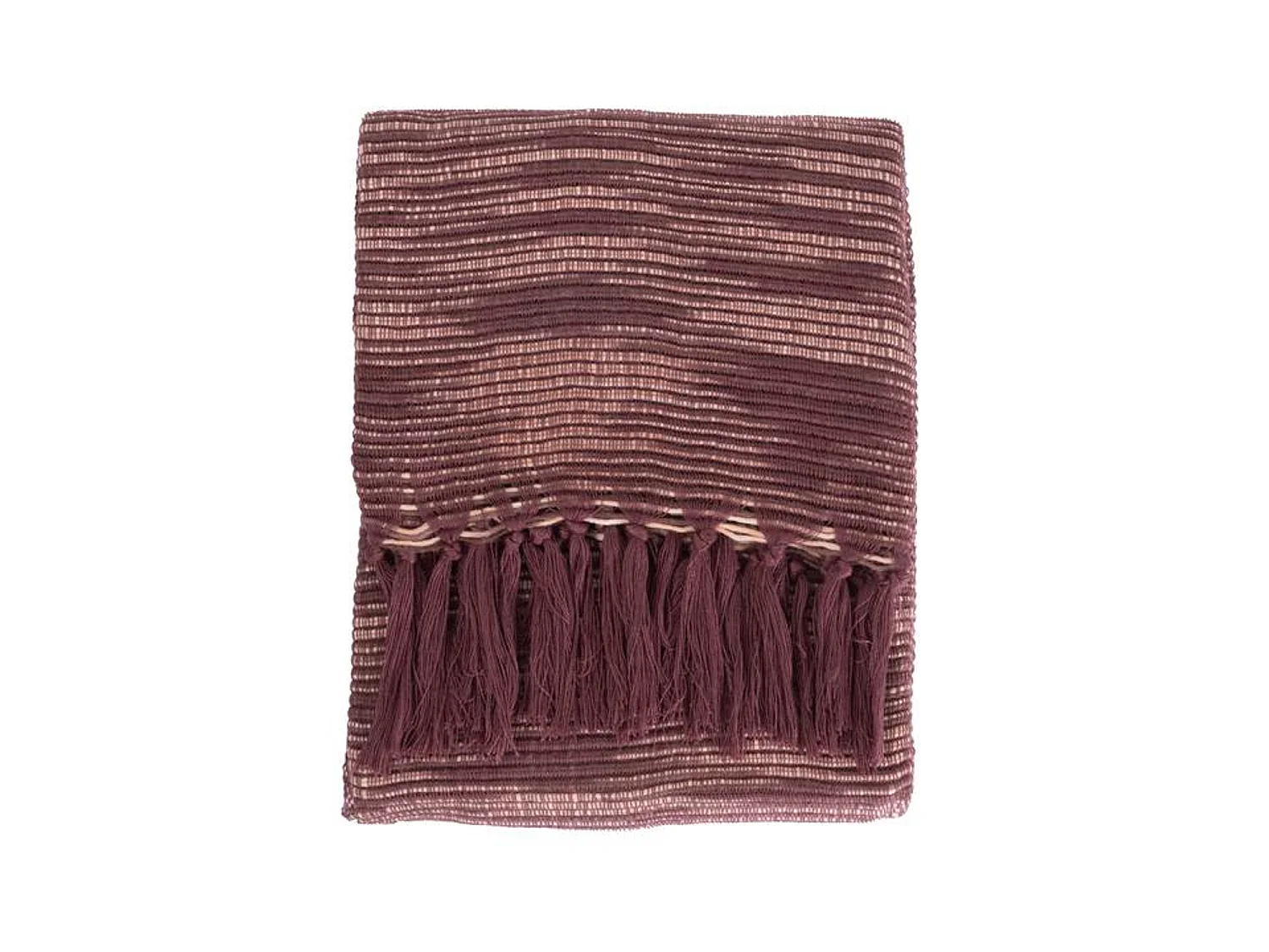Couverture plaid prune avec franges 130x170cm ANEVIK - SACASA