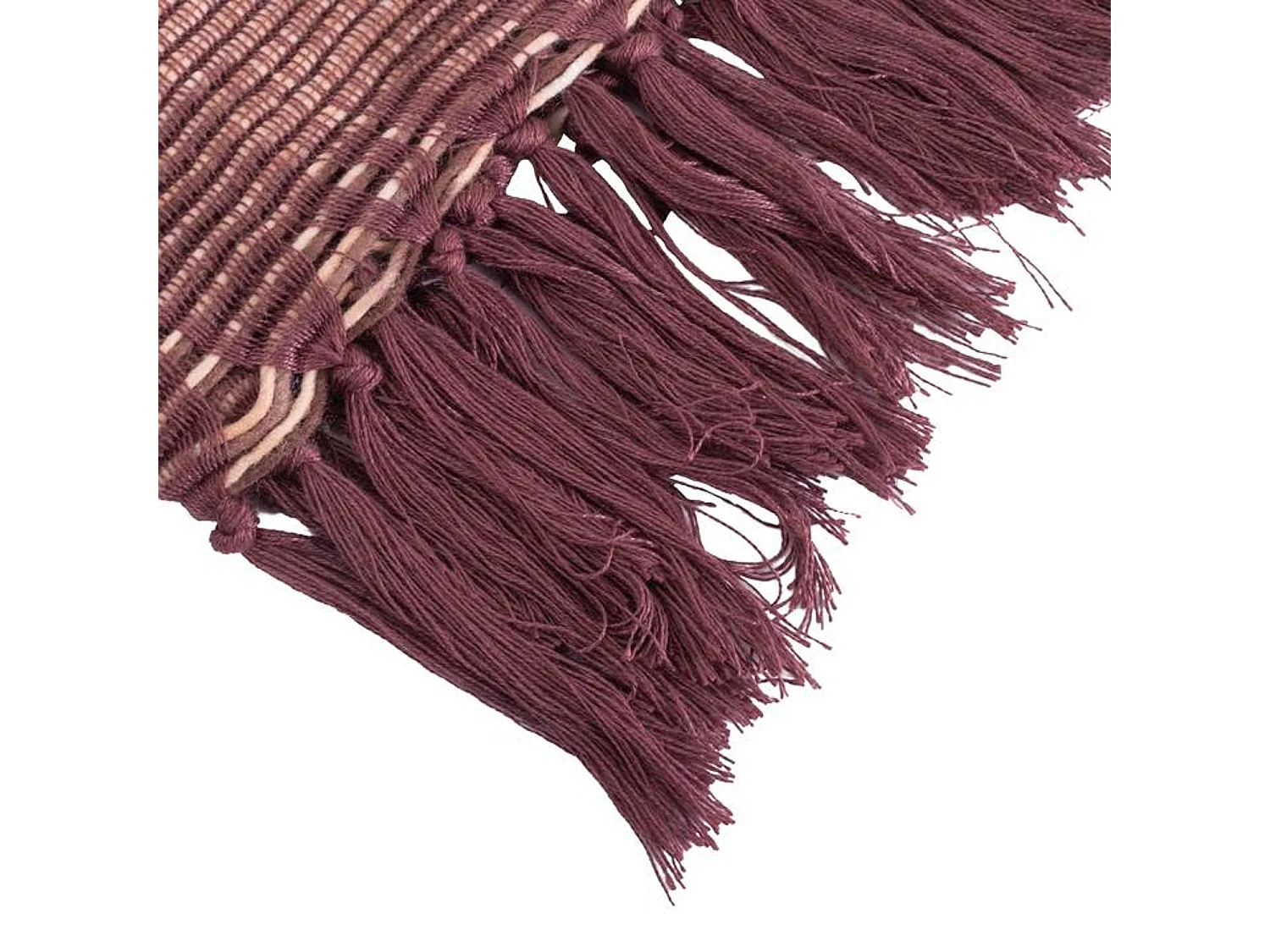 Couverture plaid prune avec franges 130x170cm ANEVIK - SACASA