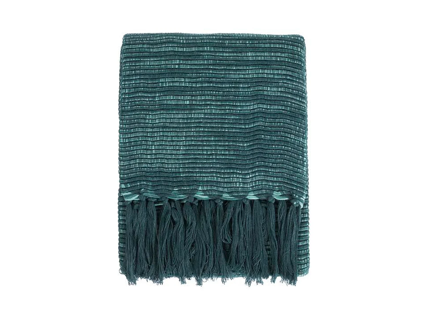 Couverture plaid bleu-vert avec franges 130x170cm ANEVIK - SACASA