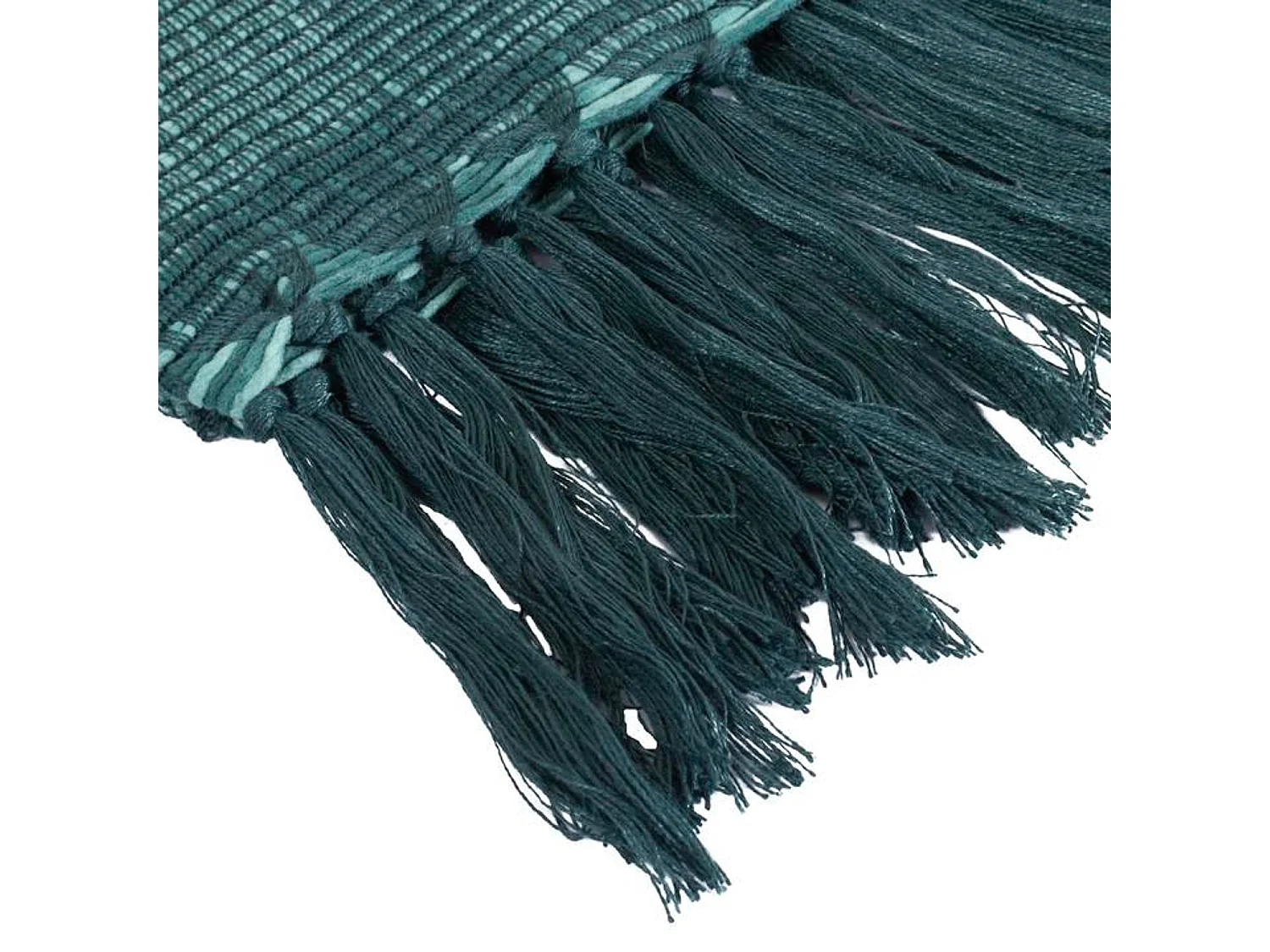 Couverture plaid bleu-vert avec franges 130x170cm ANEVIK - SACASA