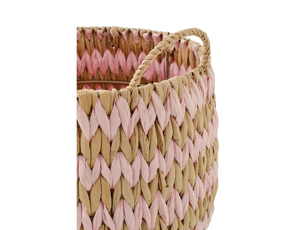 Lot de 2 Paniers de Rangement "Carson" 27cm Naturel & Rose