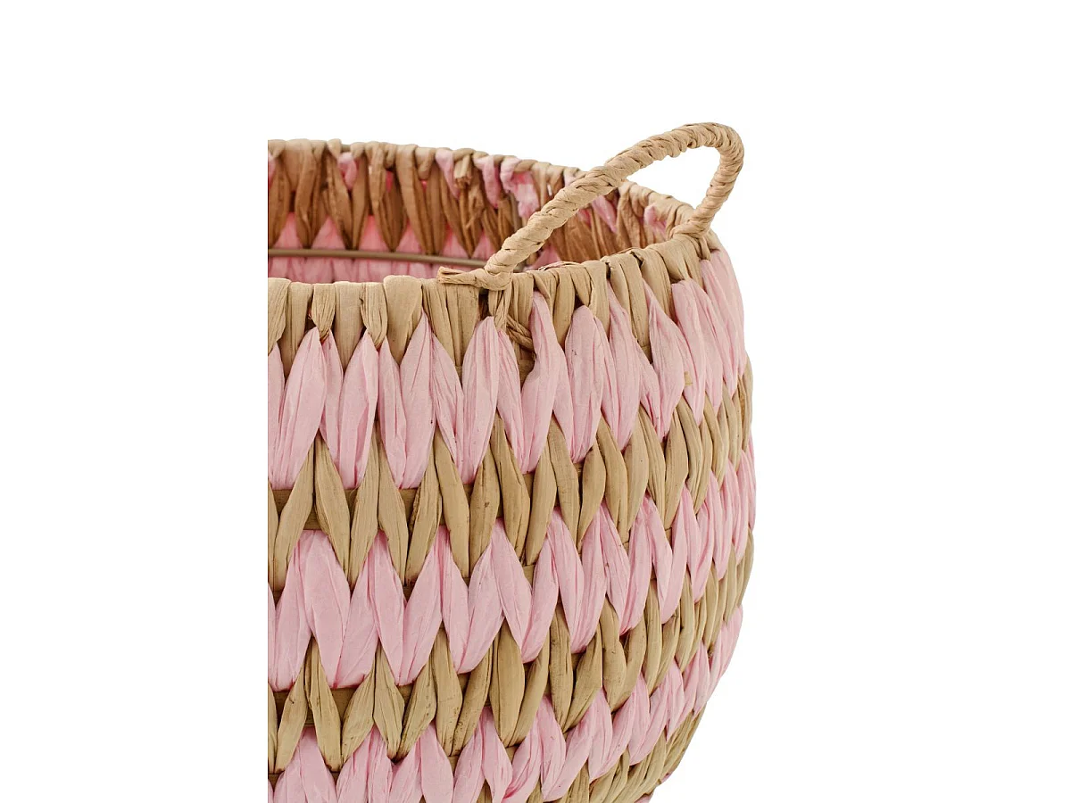Lot de 3 Paniers de Rangement "Carson" 40cm Naturel & Rose