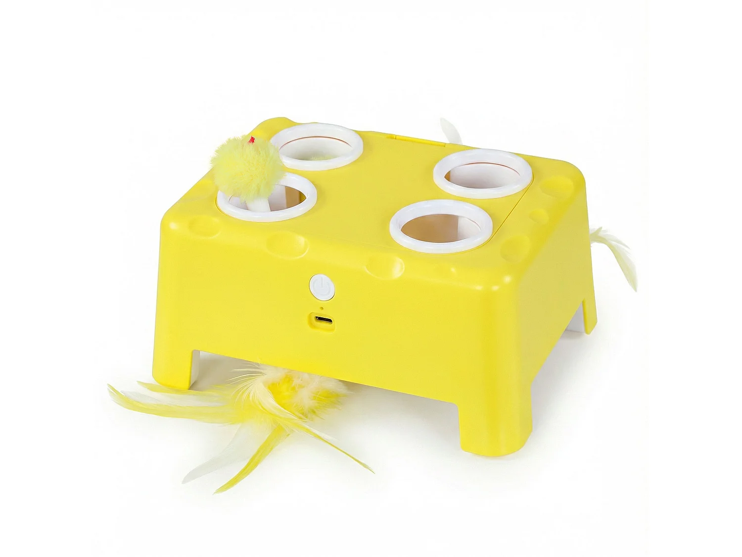 Jouet interactif chat rechargeable 3 modes réglables jaune
