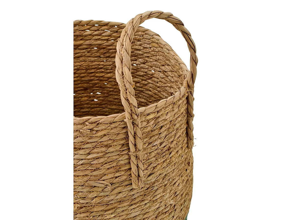 Lot de 3 Paniers de Rangement "Israel" 38cm Naturel & Vert