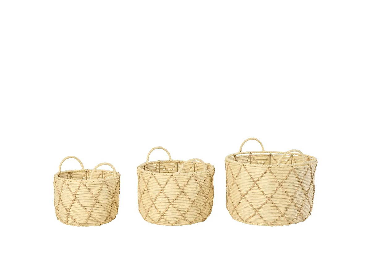 Lot de 3 Paniers de Rangement "Mac" 38cm Naturel & Beige