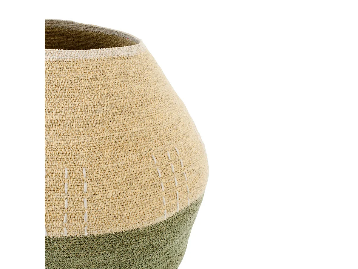 Panier Déco en Jonc "Byron" 48cm Naturel & Vert