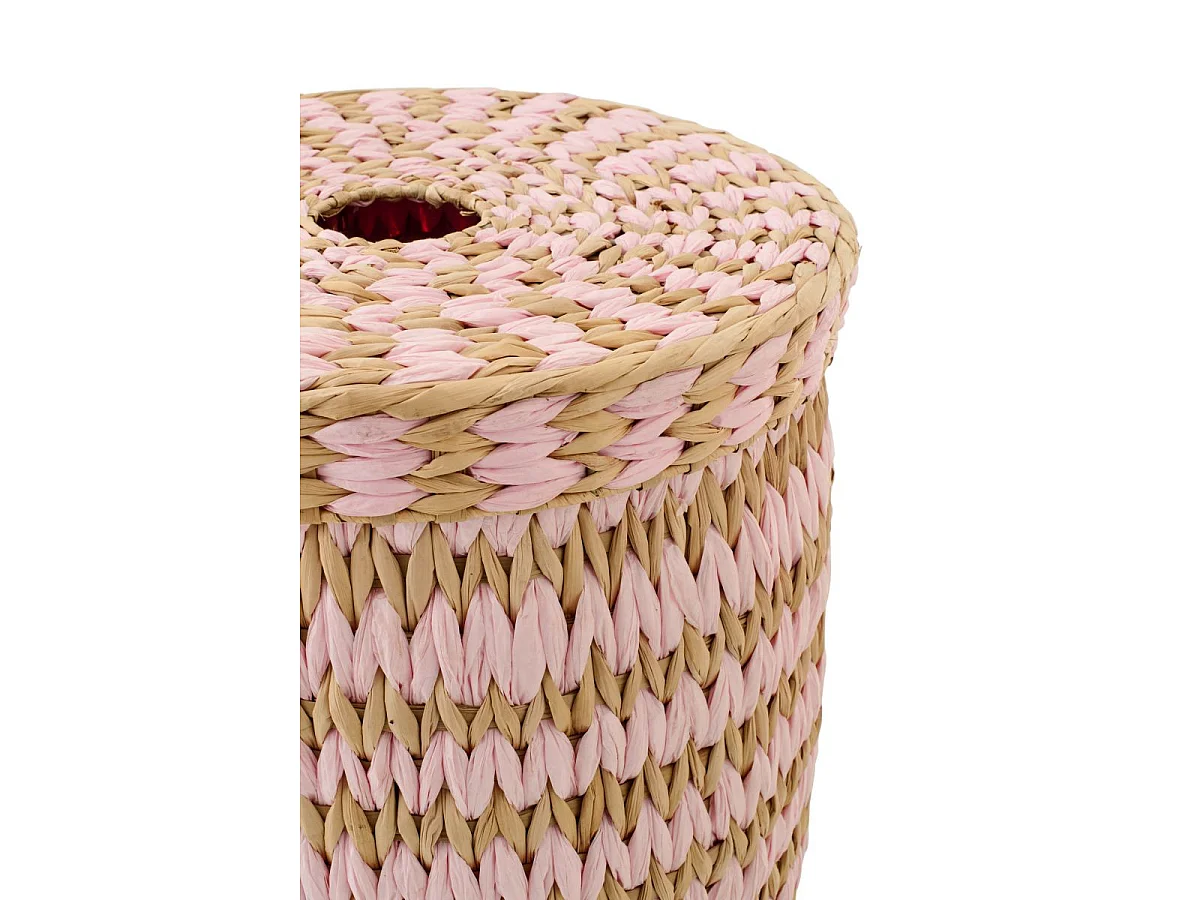 Lot de 2 Paniers de Rangement "Carson" 60cm Naturel & Rose