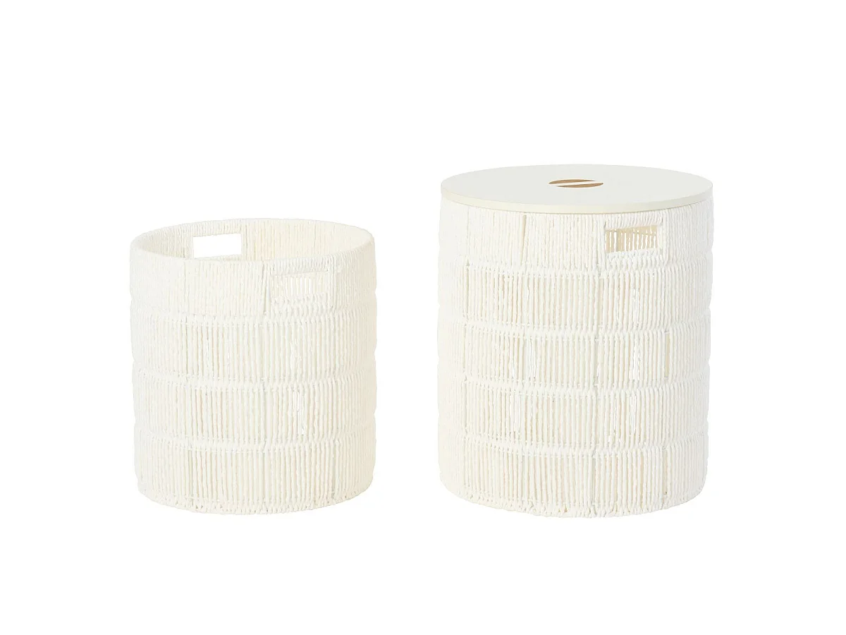 Lot de 2 Paniers de Rangement "Ryan" 46cm Blanc