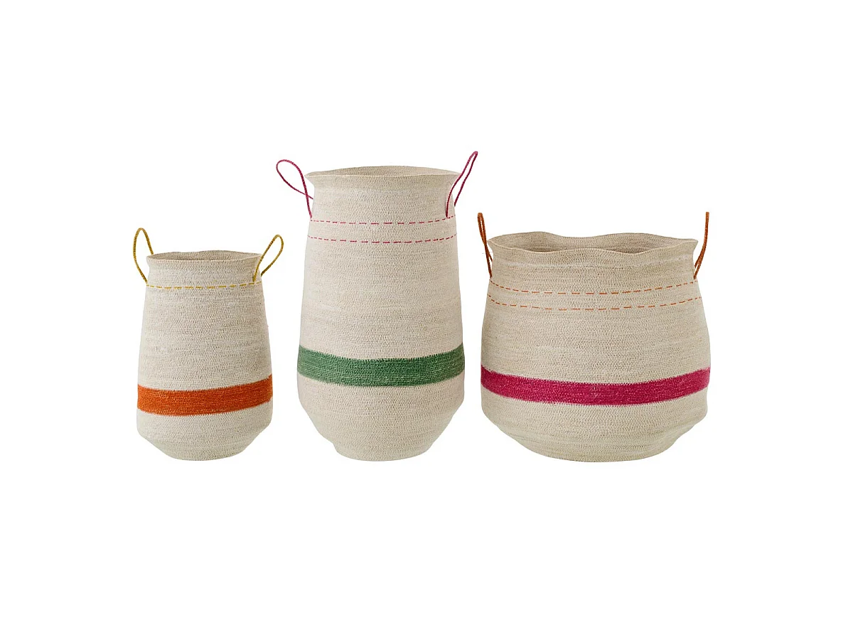 Lot de 3 Paniers en Jonc "Rory" 59cm Multicolore
