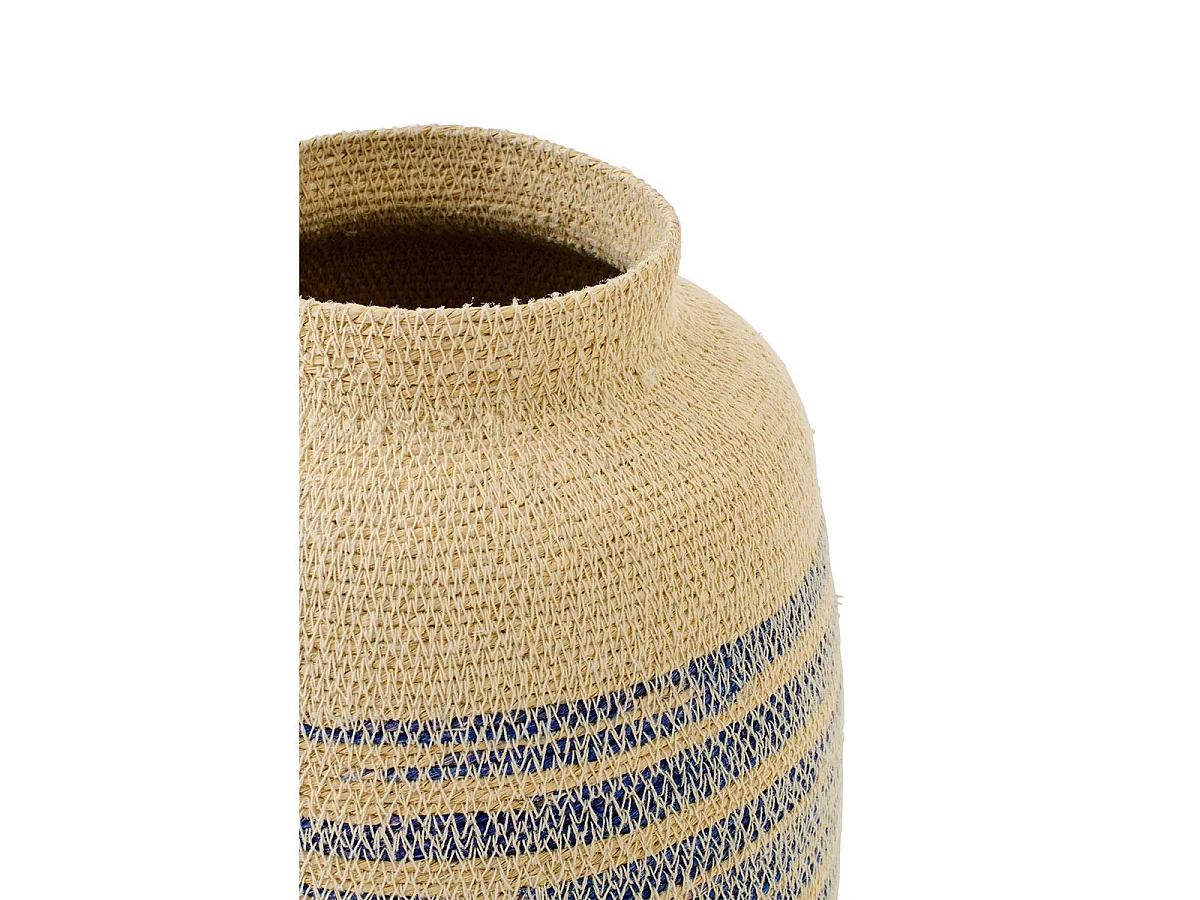Panier Déco en Jonc "Galene" 29cm Naturel & Bleu