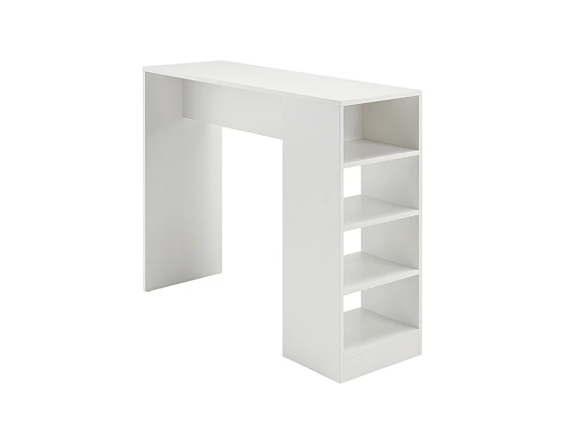 Table et Rangement Intégré 4 Niches Blanc L 120 H 91.5 P 38 cm