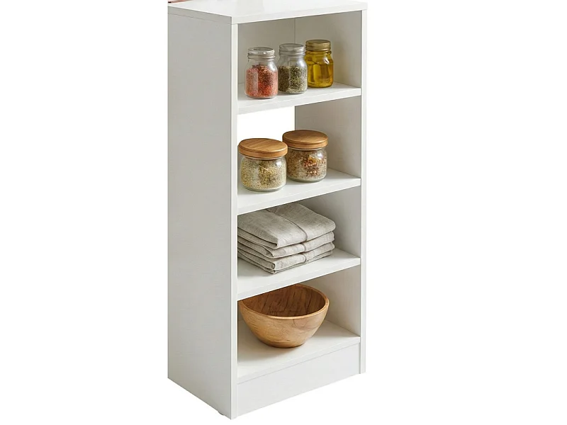 Table et Rangement Intégré 4 Niches Blanc L 120 H 91.5 P 38 cm