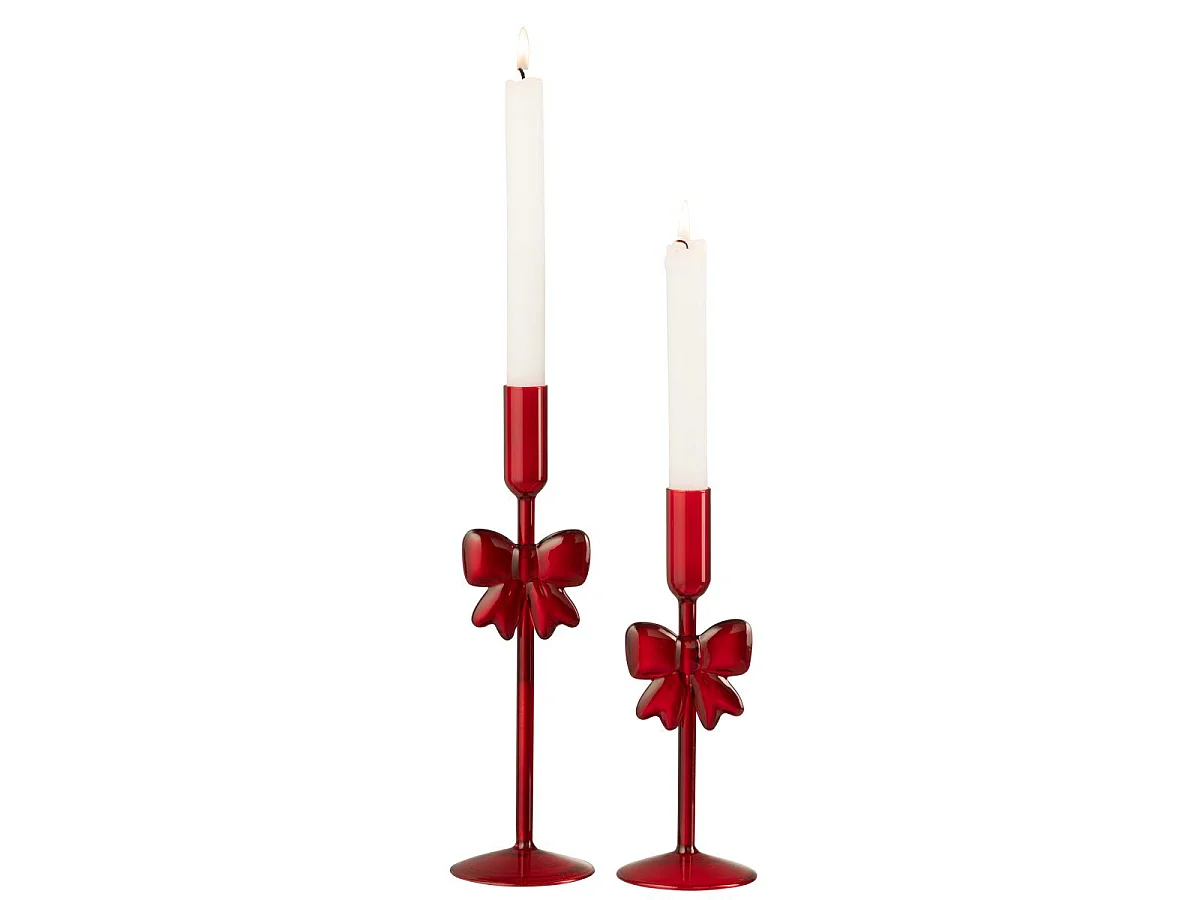Lot de 2 Chandeliers Design "Nœud" 27cm Rouge