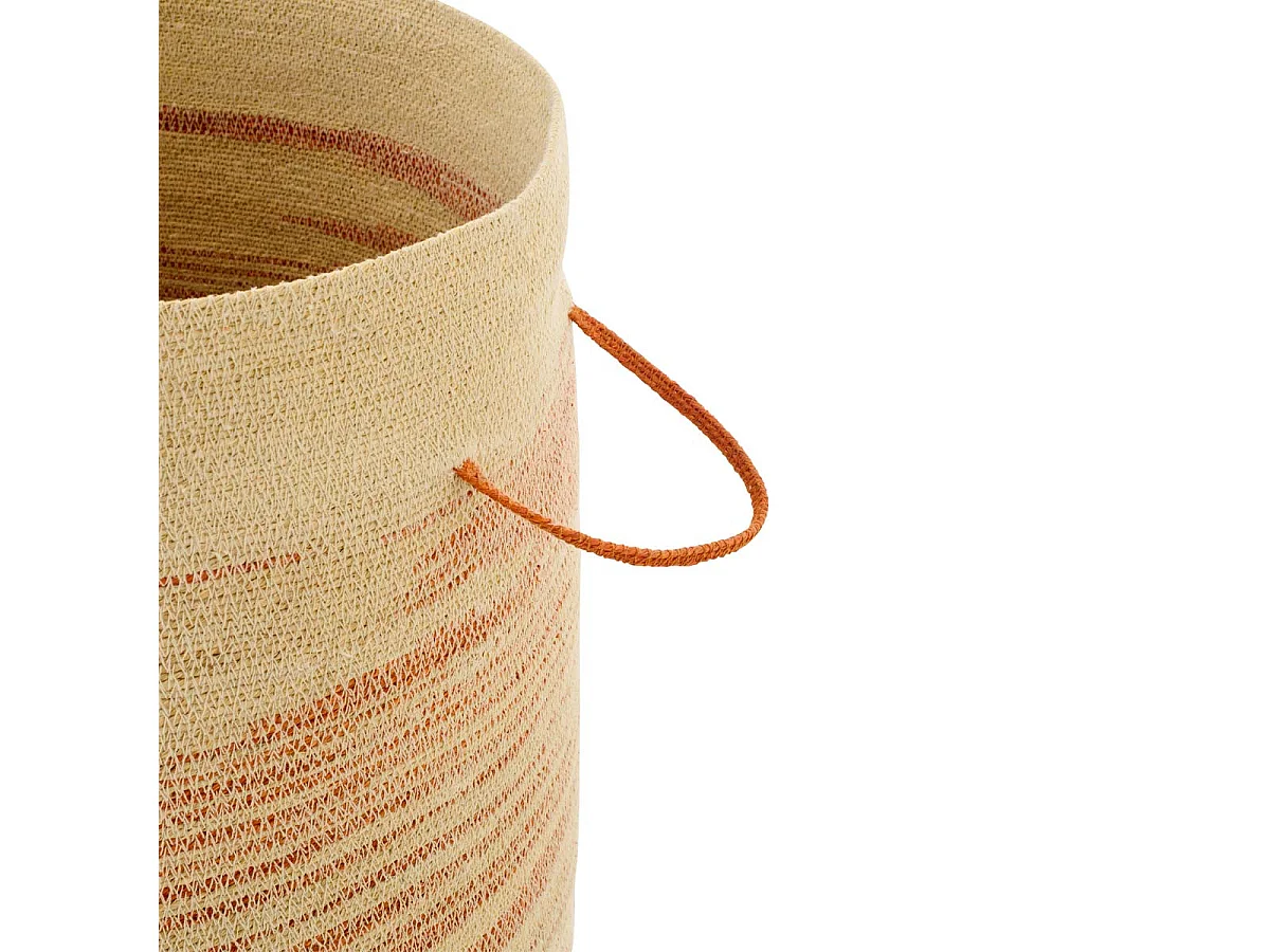 Panier Avec Couvercle en Jonc "Galene" 60cm Naturel & Orange