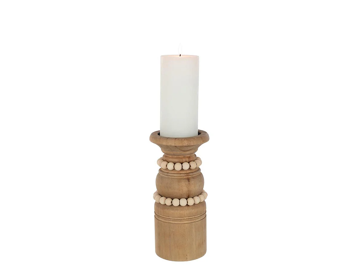 Bougeoir Déco en Pin "Pila" 23cm Naturel